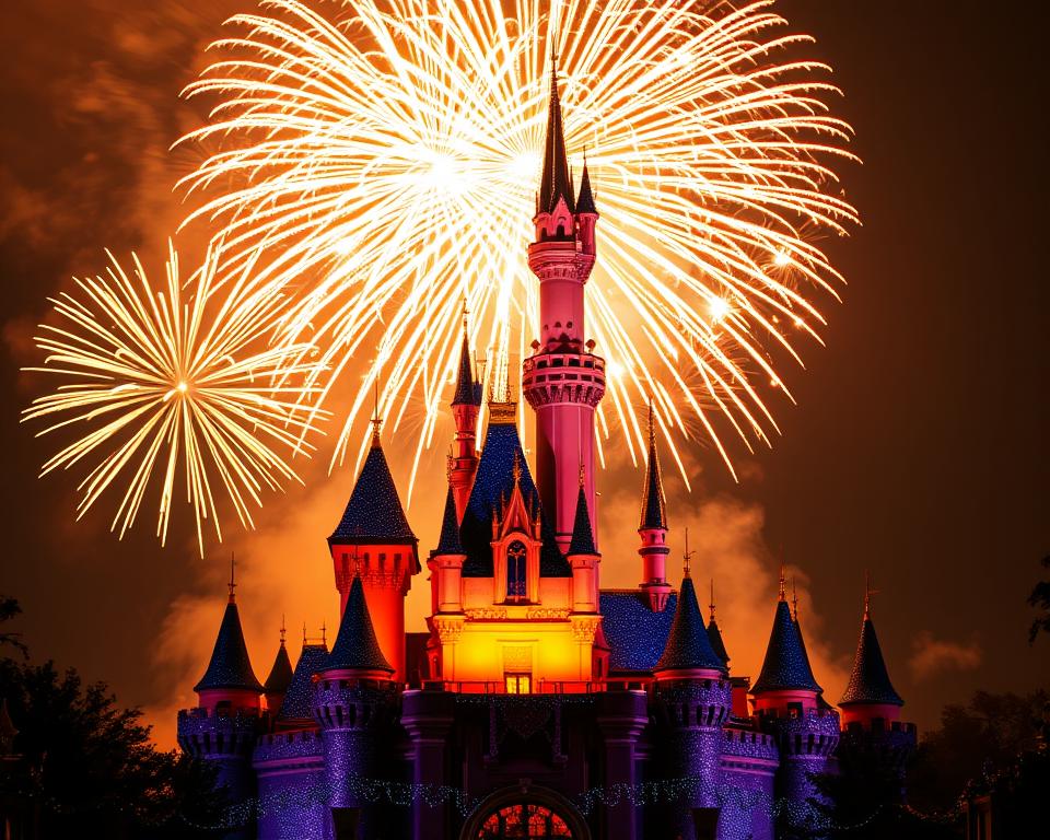 Silvester Feuerwerk Disneyland Schloss