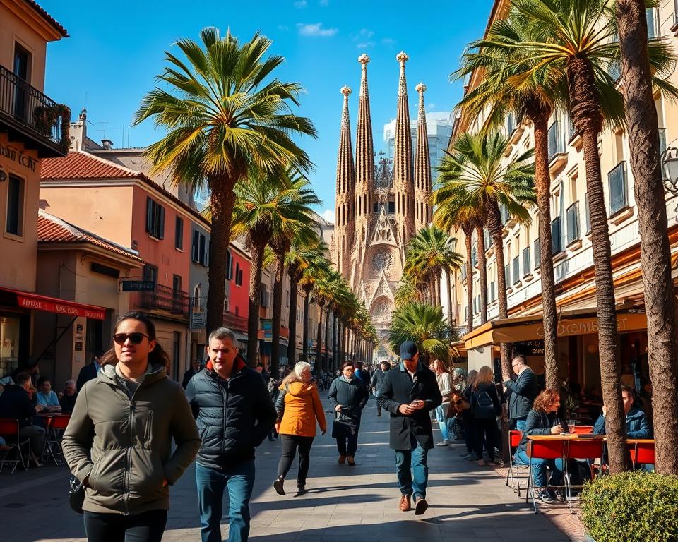 Winterliche Straßen in Barcelona